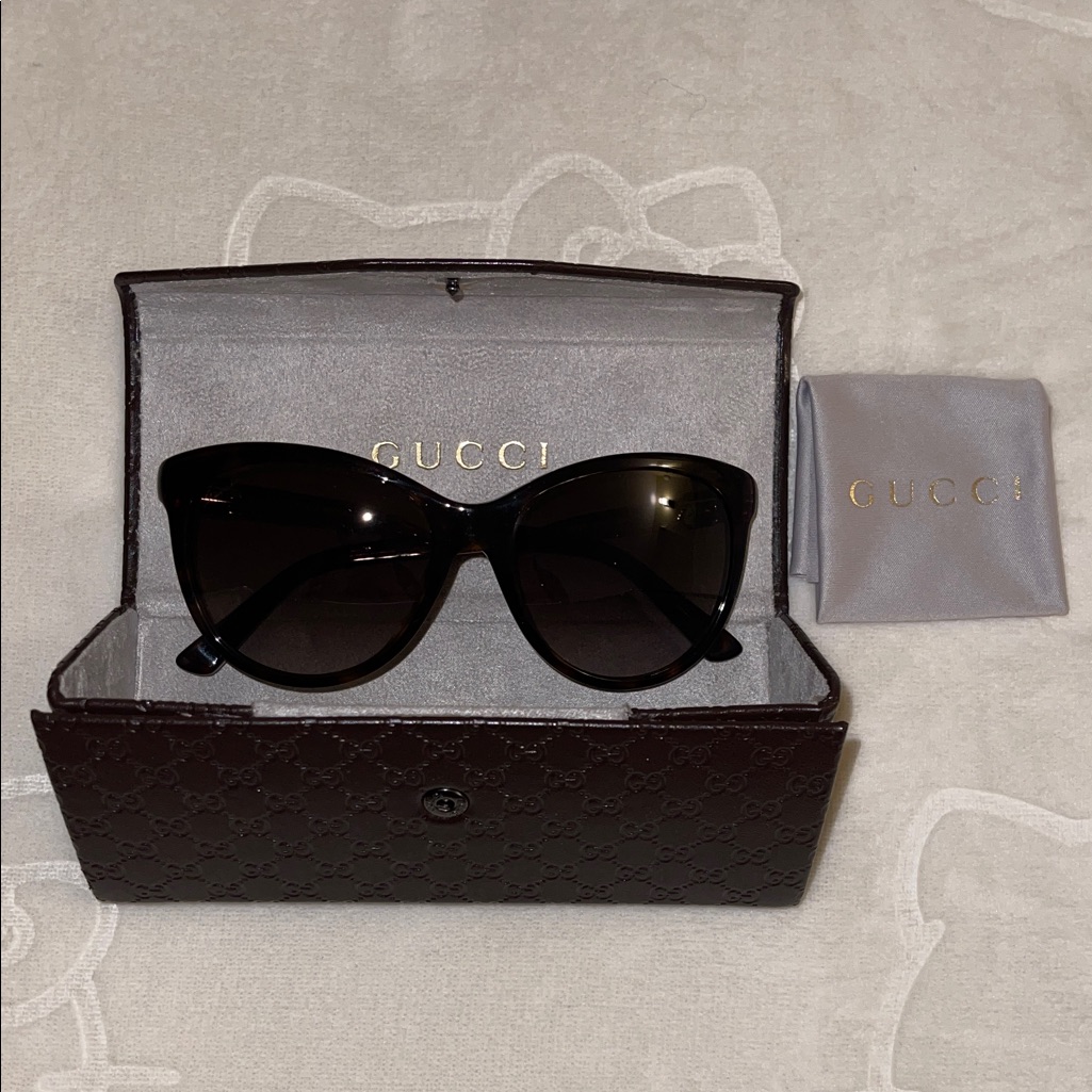 Original Gucci Brown And Gold Women Sunglasses